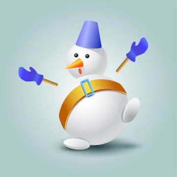 Very surprised snowman Stock Illustration