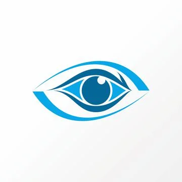 Very unique but simple flip or backword line art out single eye on ellipse Stock Illustration
