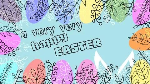 A very very happy easter blessings on decorated frame background Illustrazione stock