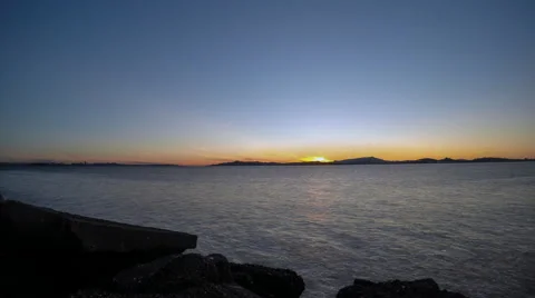 Very wide angle view timelapse of sunset over San Francisco bay Stock Footage 47328862