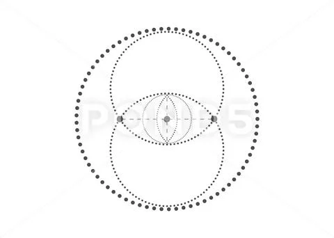 Vesica piscis Sacred geometry. All Seeing eye, the third eye dotted circles logo Ilustración de archivo