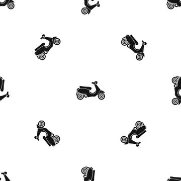 Vespa scooter pattern seamless black Stock Illustration