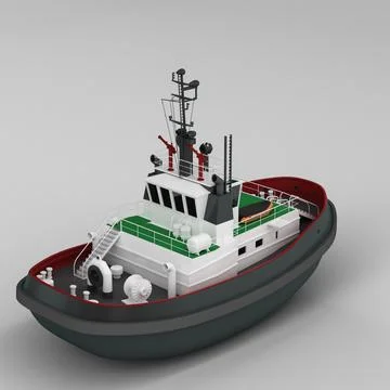 Vessel with additional equipment such as oars and a motor attached to it, 3D ren Illustrazione stock