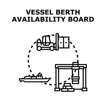 Vessel berth availability board concept illustration Stock Illustration
