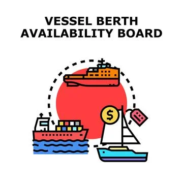 Vessel berth availability board showing port services Ilustração Stock