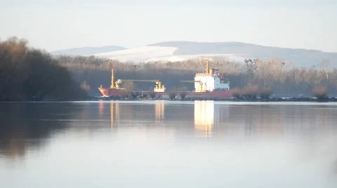 The vessel comes into the channel Stock Footage 46988657