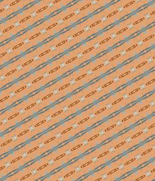 Vessel contour pattern single-line repeat pattern in cool azure, silver mis.. Stock-Illustration