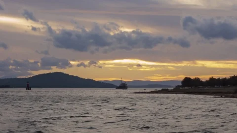 Vessel is going out of sight Stock Footage 100305742