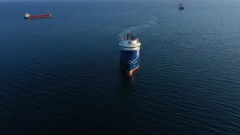 Vessel with landing ground on deck and navigation antennas Stock Footage 150921404