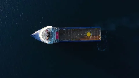 Vessel with landing ground on deck and navigation antennas Stock Footage 150921463