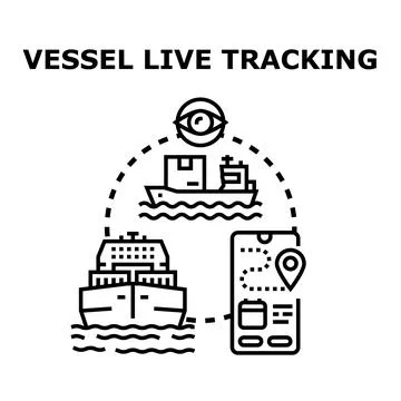 Vessel live tracking providing global shipping logistics Stock-Illustration