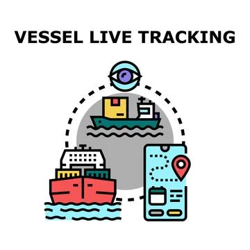 Vessel live tracking providing global shipping logistics Stock Illustration