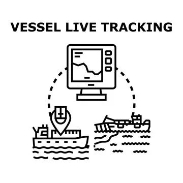 Vessel live tracking system concepts with monitoring display Ilustração Stock