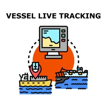 Vessel live tracking system concepts with monitoring display Ilustração Stock