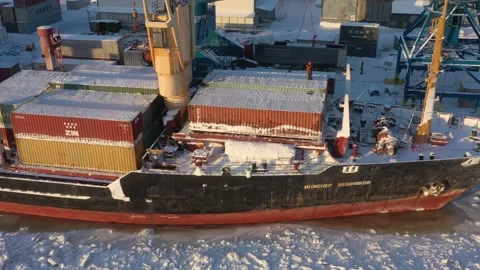 The vessel is loaded at a mooring. Stock Footage 164554977