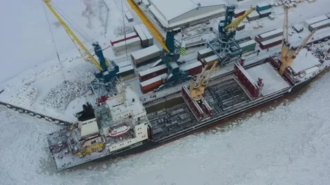 The vessel is loaded at a mooring. Stock Footage 164684966