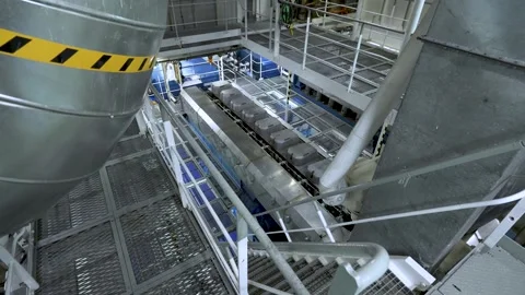 Vessel. Motor room. Top view of main engine. Cylinder covers of main diesel Stock Footage 266518445