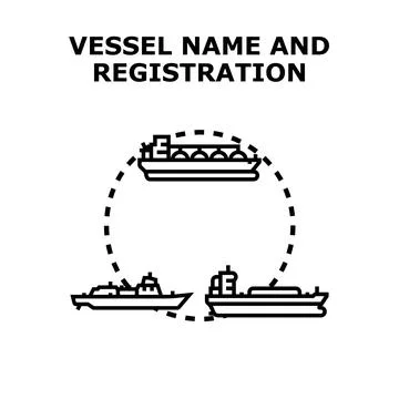 Vessel name and registration concept illustrating ship identification Stock Illustration