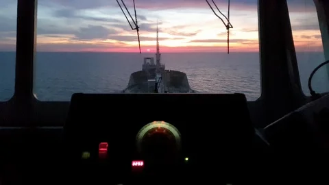 Vessel navigation system blurry devices in bulk carrier Stock Footage 113189590