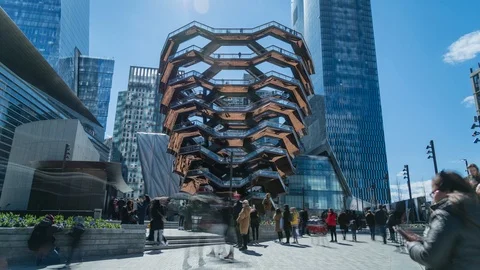 The Vessel One Hudson Yards Long Exposure Timelapse March 17, 2019 New York City Stock Footage 104827579