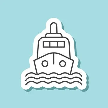 Vessel sticker icon in line stroke flat style. Ship vector illustration on .. 스톡 일러스트
