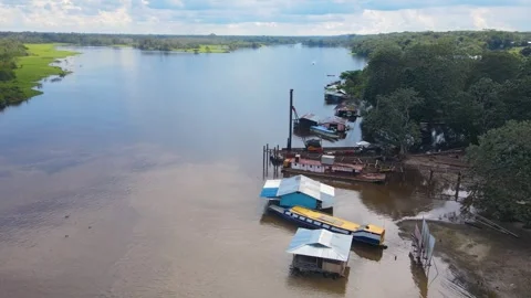 Vessels on Amazon River in Leticia Stock Footage 330925714
