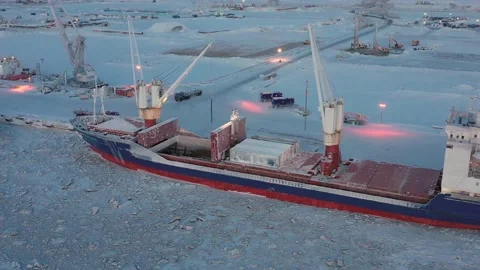 Vessels are at the berth, unloading. Stock Footage 148492879