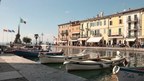 Vessels in a little port Stock Footage 106927760