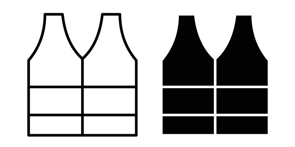 Vest jacket icon black vector isolated on white Stock Illustration