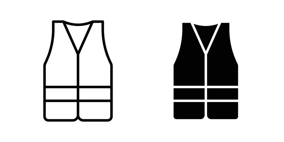 Vest jacket icon solid, line, and editable vector set. Stock Illustration