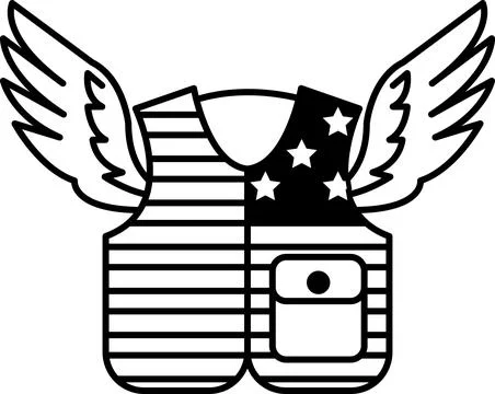 Vest with a striped pattern and wings on it Illustrazione stock