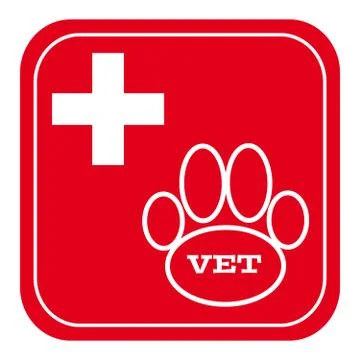 Vet symbol on red background Stock Illustration