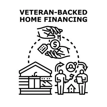 Veteran backed home financing program providing loan support Stock Illustration