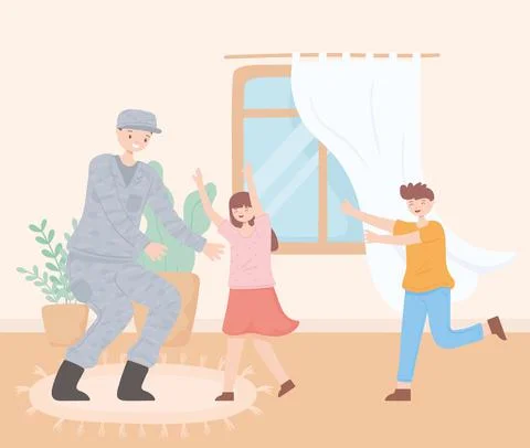Veteran at home Stock Illustration