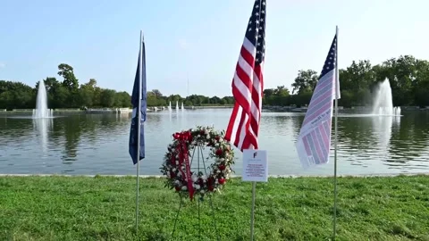 Veteran memorial at forest park Stock Footage 160991004