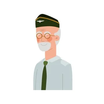 Veteran pilot avatar character Stock Illustration