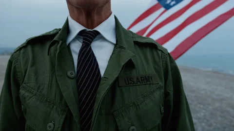 Veteran Wearing Uniform Over An Elegant Shirt And Tie Stock Footage 272947697