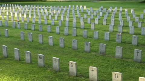 Veterans Cemetery First &amp; Second World War, Korean War Stock Footage 43557932