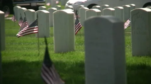 Veterans Cemetery - Pan Video stock 7139012