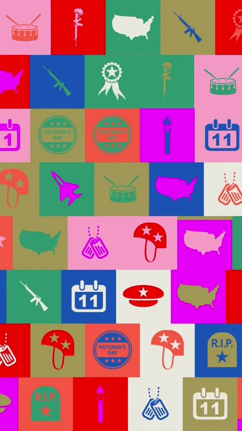 Veterans Day. background. seamless pattern. loop mosaic animation. banner or Stock Footage 321615724