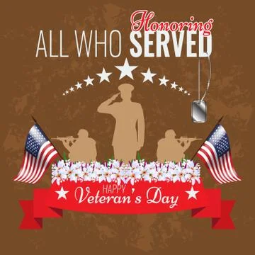 Veterans day background. Vector Veteran greeting card. Illustrazione stock