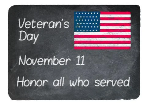 Veterans Day concept using chalk on slate blackboard Stock Photos
