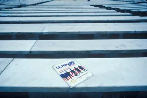 Veterans Day Program on Bench, Arlington National Cemetery, Washington, D.C. Stock Photos