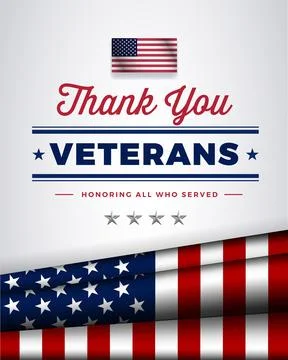 Veterans Day vector typographic vertical banner with Thank you Veterans Stock Illustration