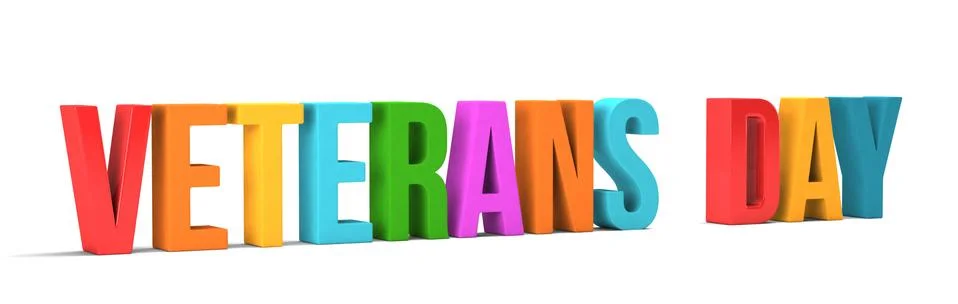 Veterans Day word. 3D Render illustration in white background Stock Illustration
