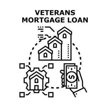 Veterans mortgage loan program offering home financing assistance Stock Illustration