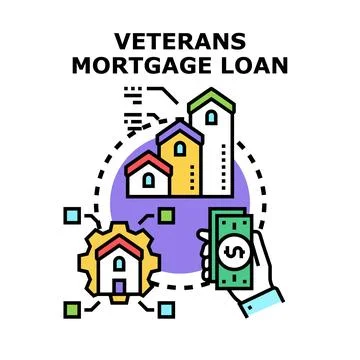 Veterans mortgage loan program offering home financing assistance Stock Illustration