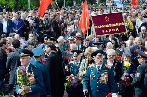Veterans of second world war coming to lay flowers ,Victory Day Stock Photos