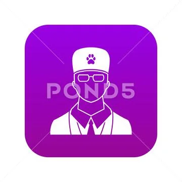 Veterinarian icon digital purple Stock Illustration