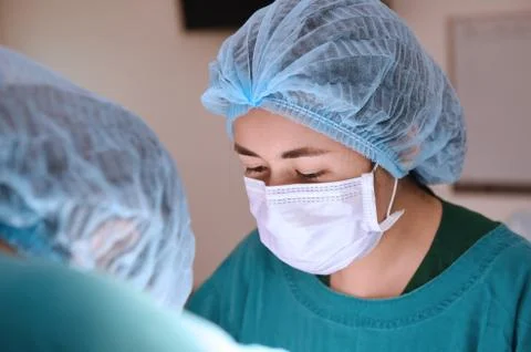 Veterinarian surgeons in operation room 스톡 사진